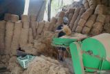 Pekerja melakukan aktivitas produksi tali tampar dari limbah sabut kelapa di salah satu Industri Kecil Menengah (IKM) pengolahan sabut kelapa di Tulungagung, Jawa Timur, Selasa (26/8/2025). Limbah sabut kelapa itu diolah menjadi bahan setengah jadi sapu lantai serta dua produk turunan lainnya, yakni tali tampar dan serbuk media tanam yang bernilai jual tinggi. ANTARA Jatim/Destyan Sujarwoko/mas.