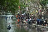 Aksi bersih sungai di Bali. Relawan membersihkan sungai dari sampah sisa banjir di Sungai Tukad Badung, Denpasar, Bali, Sabtu (20/9/2025). Aksi bersih sungai tersebut dilakukan untuk membantu mengatasi permasalahan sampah yang masih mengotori wilayah itu pascabencana banjir Bali yang terjadi pada Rabu (10/9). ANTARA FOTO/Fikri Yusuf/tom.ANTARA FOTO/FIKRI YUSUF (ANTARA FOTO/FIKRI YUSUF)
