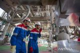 Pekerja mengontrol operasional di unit Gas oil Hydrotreater di Kilang Pertamina Balongan, Indramayu, Jawa Barat, Kamis (25/9/2025). PT Kilang Pertamina Internasional (KPI) Unit Balongan memproduksi Diesel X yang merupakan produk BBM berkualitas tinggi dengan kandungan rendah sulfur dibawah 10 ppm standar Euro 5 melalui unit Hydrotreater berkapasitas 32 MBSD dan dapat dioperasikan dengan tiga metode operasi untuk menghasilkan gasoil series. ANTARA FOTO/Dedhez Anggara/agr