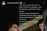 Justin Hubner minta maaf dan ajak fokus ke laga lawan Irak