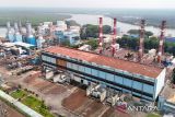 Foto udara Pembangkit Listrik Tenaga Gas dan Uap (PLTGU) yang menggunakan Bio Compressed Natural Gas (BioCNG) di Pulau Naga Putri, Belawan, Medan, Sumatera Utara, Kamis (23/10/2025). PLTGU dengan kapasitas 1.184 tersebut merupakan energi baru terbarukan, ramah lingkungan dan pertama di Indonesia dalam sejarah yang menggunakan Bio Compressed Natural Gas (BioCNG).ANTARA/Yudi