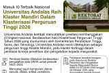 Masuk 10 terbaik nasional Universitas Andalas raih klaster mandiri dalam Klasterisasi Perguruan Tinggi 2026