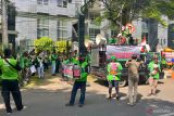 Pengemudi ojol gelar demo saat sidang kasus Nadiem Makarim