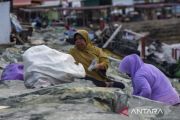Aksi IRT Pungut Sampah di Pantai Talise Palu 