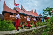 Upacara bendera HUT ke-80 RI di Kawasan Saribu Rumah Gadang