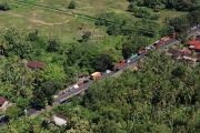 Antrean panjang di penyeberangan Gilimanuk terpantau dari udara