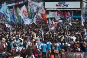 Presiden Prabowo hadiri peringatan Hari Buruh Internasional di Monas