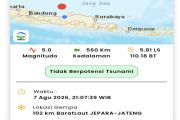 Gempa guncang perairan utara Jateng