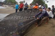 Nelayan menjaring sampah laut di Padang