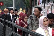 Jelang upacara peringatan HUT RI, peserta upacara mulai berdatangan