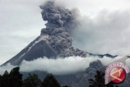 Gunung Marapi semburkan asap kelabu tebal