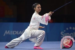 Menkeu Sri Mulyani saksikan pertandingan wushu