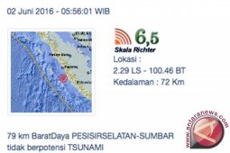 Gempa 6,5 skala Richter guncang Padang Kamis pagi