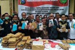Polda Jatim Musnahkan BB Narkoba Rp71,34 Miliar