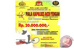Tenis Piala Kapolres Aceh Tengan perebutkan Rp20 juta