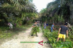 TNI-warga bersihkan jalan rawan longsor