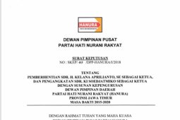 Ki Soedjatmiko Ditunjuk Pimpin Hanura Jatim versi Munaslub
