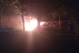 Lahan Tebu di Magetan Terbakar