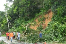 BPBD: Longsor akibatkan empat tiang PLN tumbang