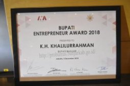 Bupati Banjar terima penghargaan "Bupati Enterpreneur Award 2018"