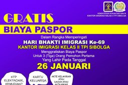 Sambut hari bhakti, Imigrasi Sibolga gratiskan biaya paspor