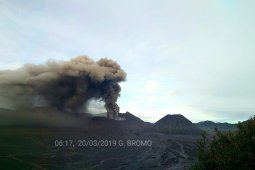 Suara gemuruh terdengar dari kawah Gunung Bromo