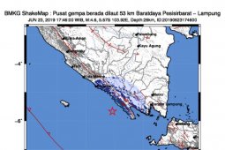 Gempa bumi berkekuatan magnitudo 4,6 di Pesisir Barat Lampung
