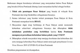 Pemkot Pontianak bantah pasar tradisional tutup dampak COVID-19