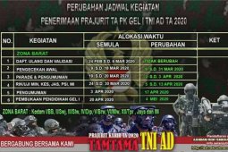 Karena kondisi, jadwal penerimaan Tamtama AD berubah