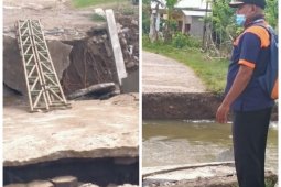 Curah hujan tinggi, dua jembatan di Selesai Langkat rubuh