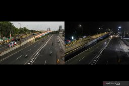 Suasana jalanan kota Surabaya saat PSBB
