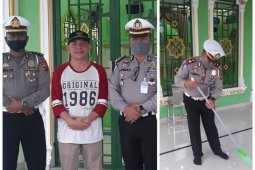Sambut HUT Bhayangkara Satlantas Polres Langkat bersihkan masjid