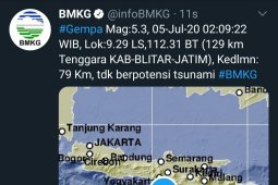BPBD Kabupaten Blitar belum terima laporan kerusakan pascagempa