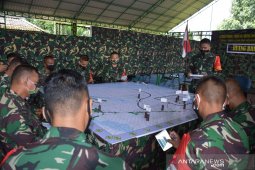 Latihan Gladi Posko Yonif 611/Awang Long Lanjut Aplikasi Latihan Maket