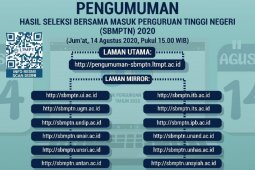 Pengumuman hasil SBMPTN dimajukan pada 14 Agustus