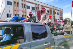 Sambut HUT RI, Polsek - Koramil Batang Toru kompak berpatroli keliling desa