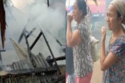Rumah seorang janda terbakar saat ditinggal melayat