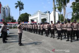 Dua SSK Brimob Sumut amankan aksi buruh tolak Omnibus Law di Medan