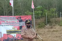 Bupati Balangan letakkan batu pertama pembangunan gedung Pramuka