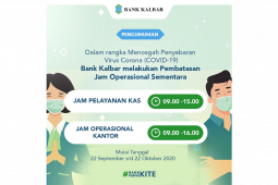 Cegah penyebaran COVID-19, Bank Kalbar ubah jam operasional