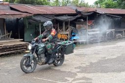Kodim 1008/Tanjung kerahkan motor Babinsa semprot disinfektan