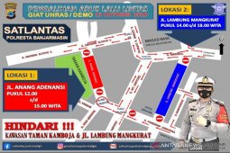 Satlantas Polresta Banjarmasin tutup dua jalur jalan saat pelaksanaan demontransi
