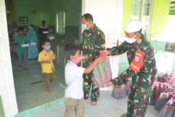 TMMD lancar, Satgas Syukuran dan menyantuni anak yatim