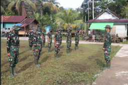Sebelum giat TMMD Ke 110 Kodim 1206/PSB, Serda Boy gelar apel pagi