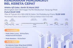 Truk uji coba angkut rel kereta cepat di tol, pengguna diminta waspada