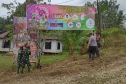 Satgas TMMD 110 pasang himbauan pencegahan COVID -19 di Pengkadan