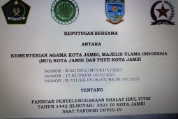 Keputusan bersama di Kota Jambi, Shalat Id hanya digelar di mesjid dan lapangan untuk zona  hijau hingga kuning