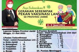 Dua hari terakhir Jambi catat angka kesembuhan tertinggi pasien COVID-19