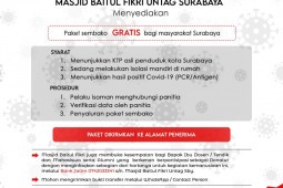 Masjid Baitul Fikri Untag Surabaya berikan sembako gratis bagi warga isoman