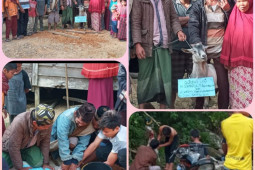 Warga Sarasi Dua sembelih hewan kurban Syahrul Pasaribu